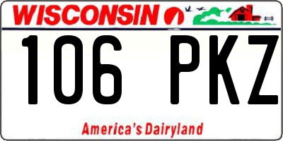 WI license plate 106PKZ