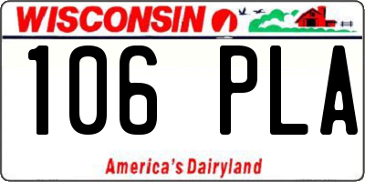 WI license plate 106PLA