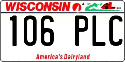 WI license plate 106PLC