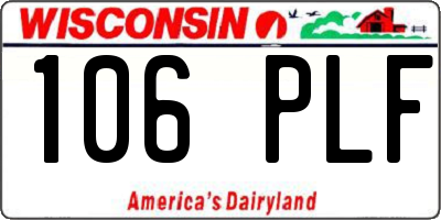 WI license plate 106PLF