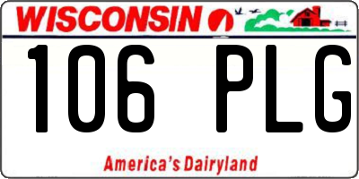 WI license plate 106PLG