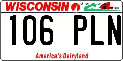 WI license plate 106PLN