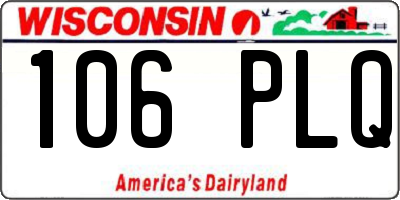 WI license plate 106PLQ