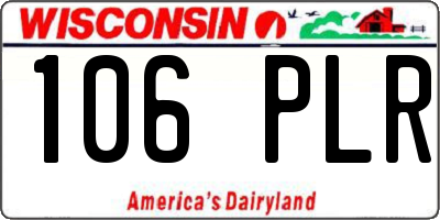 WI license plate 106PLR