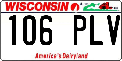 WI license plate 106PLV