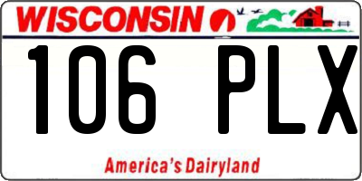 WI license plate 106PLX