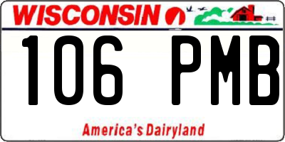 WI license plate 106PMB