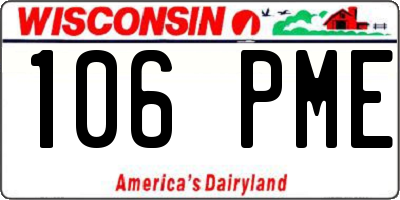 WI license plate 106PME