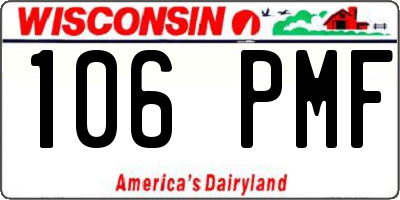 WI license plate 106PMF
