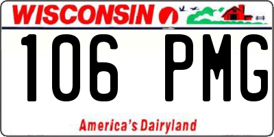 WI license plate 106PMG