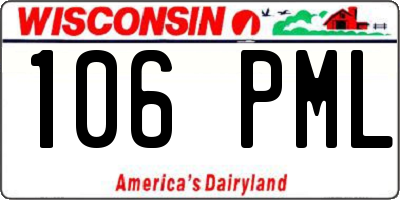 WI license plate 106PML