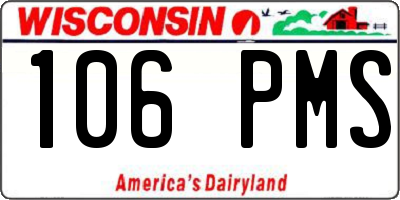 WI license plate 106PMS