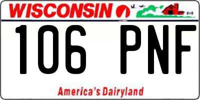 WI license plate 106PNF