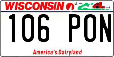 WI license plate 106PON