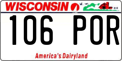 WI license plate 106POR
