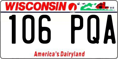WI license plate 106PQA