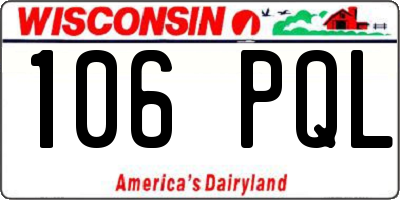 WI license plate 106PQL