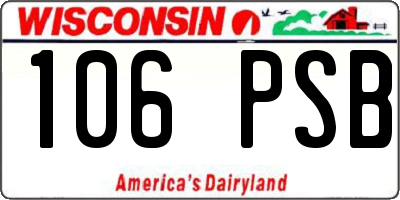 WI license plate 106PSB