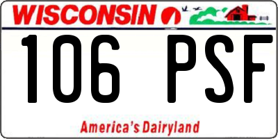 WI license plate 106PSF