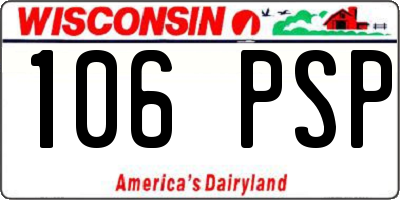 WI license plate 106PSP