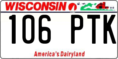 WI license plate 106PTK