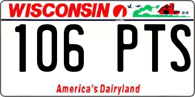 WI license plate 106PTS