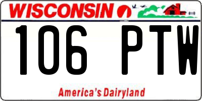 WI license plate 106PTW