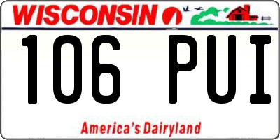 WI license plate 106PUI