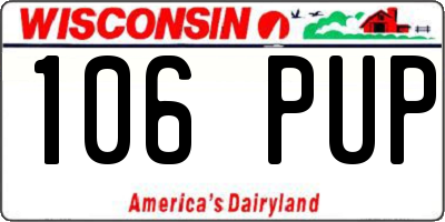 WI license plate 106PUP
