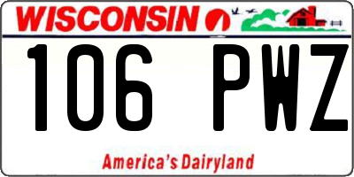WI license plate 106PWZ