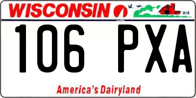 WI license plate 106PXA