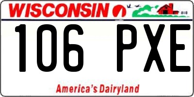 WI license plate 106PXE