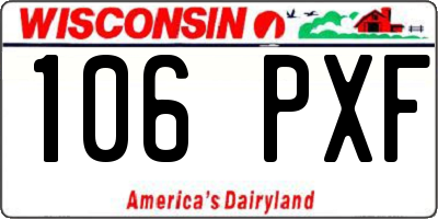 WI license plate 106PXF
