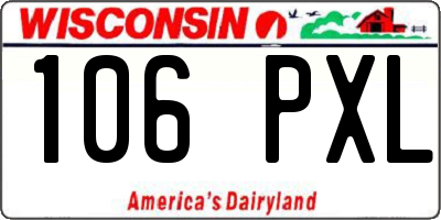 WI license plate 106PXL