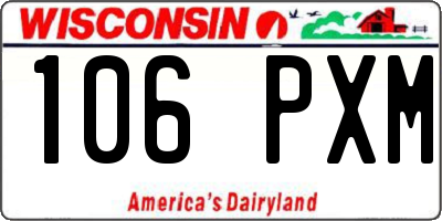 WI license plate 106PXM