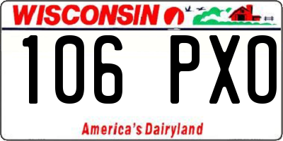 WI license plate 106PXO