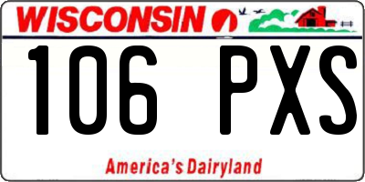 WI license plate 106PXS