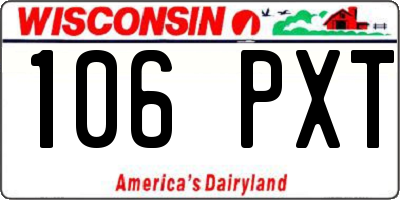 WI license plate 106PXT