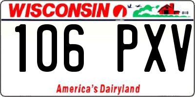 WI license plate 106PXV