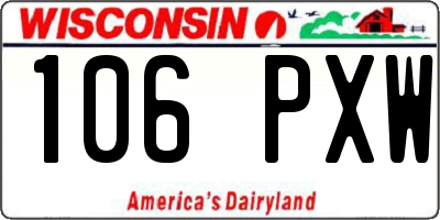 WI license plate 106PXW