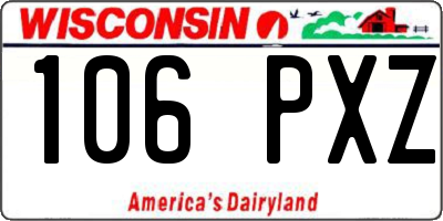 WI license plate 106PXZ
