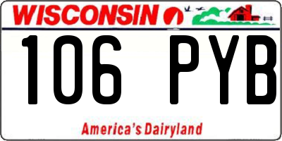 WI license plate 106PYB