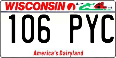 WI license plate 106PYC