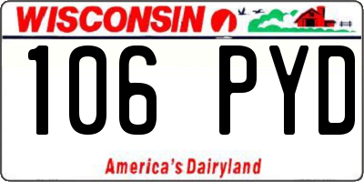 WI license plate 106PYD