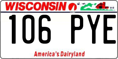 WI license plate 106PYE