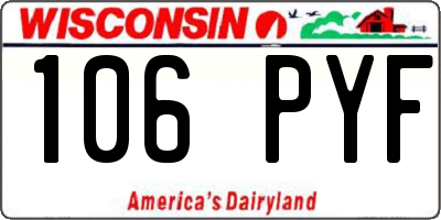 WI license plate 106PYF