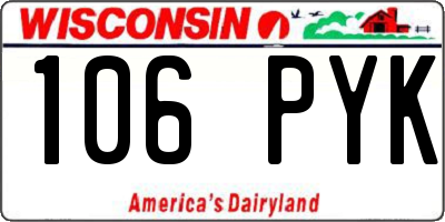 WI license plate 106PYK