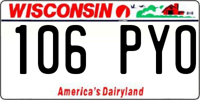 WI license plate 106PYO