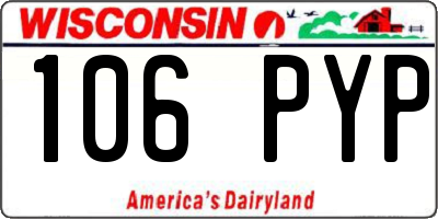 WI license plate 106PYP