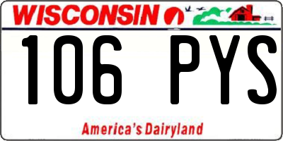 WI license plate 106PYS